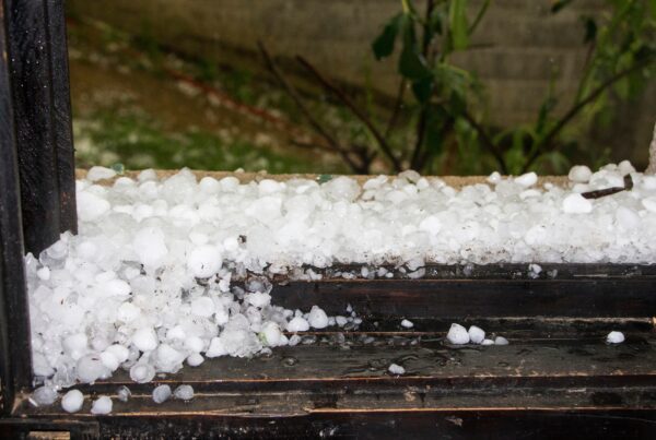 Hail on window