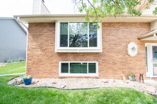 White vinyl sliding window