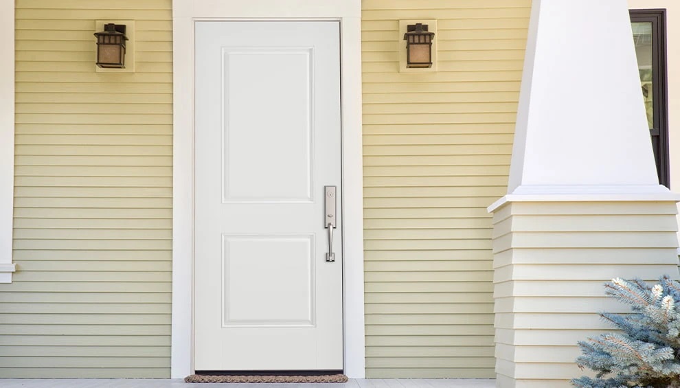 White steel Pella entry door