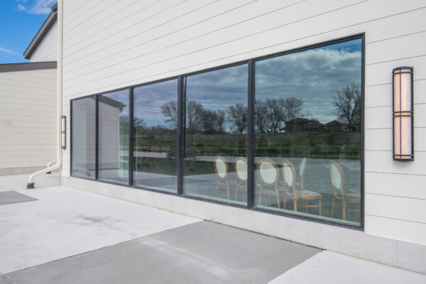 Black Pella Reserve window wall exterior view