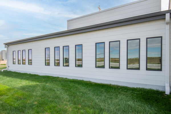 Exterior black Pella Reserve fixed windows