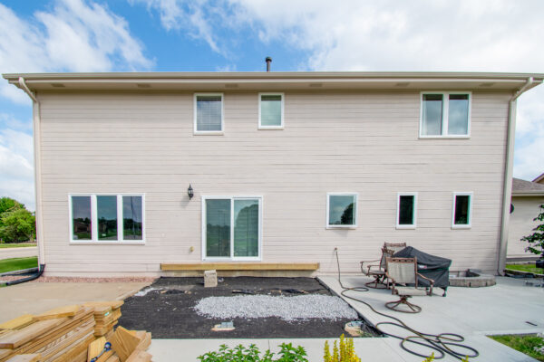 Back of home vinyl replacement windows exterior