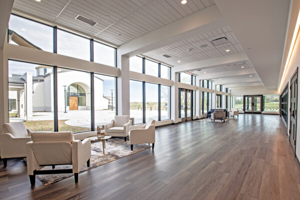 Interior waiting area wall of windows