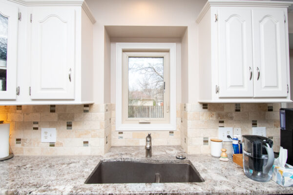 Vinyl Caesment windows above kitchen sink