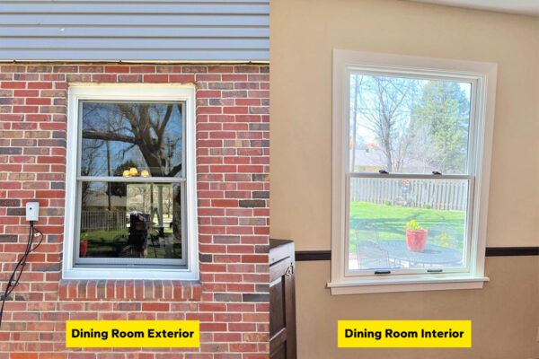 Dining room Lifestyle double hung window interior and exterior view