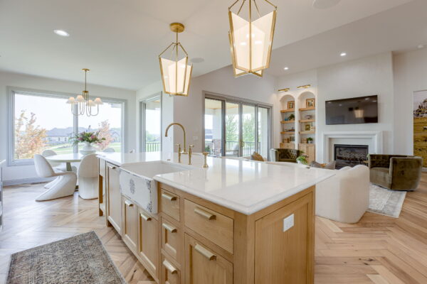 The Normandy kitchen living area with Pella windows